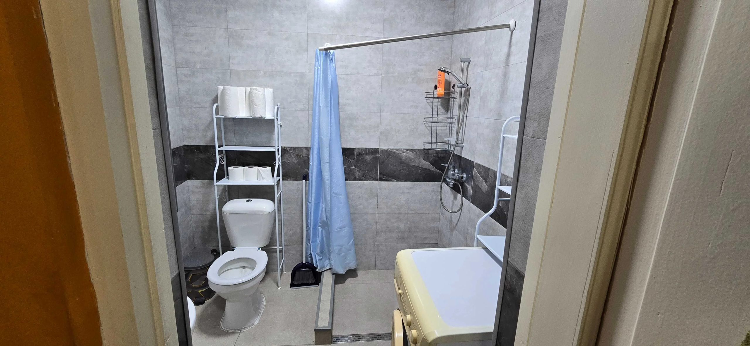 2-room apartment for rent on Rome Street, Chughureti, Tbilisi — bathroom with shower and washing machine