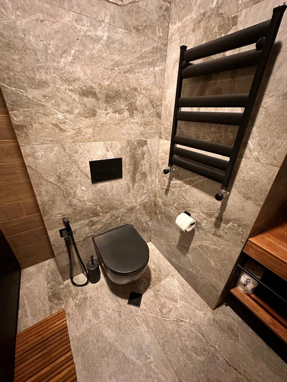 2-room apartment for sale on Chavchavadze Avenue, Vake, Tbilisi — bathroom with WC and heated towel rail
