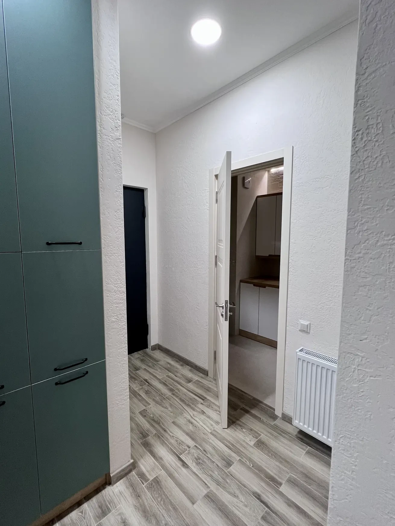 2-room furnished apartment for sale on Mindeli Street 9b, Saburtalo, Tbilisi — hallway with built-in wardrobe
