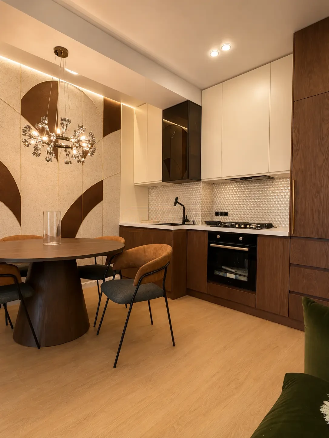 2-room apartment for sale on Nutsubidze Street 195, Saburtalo, Tbilisi — kitchen and dining area