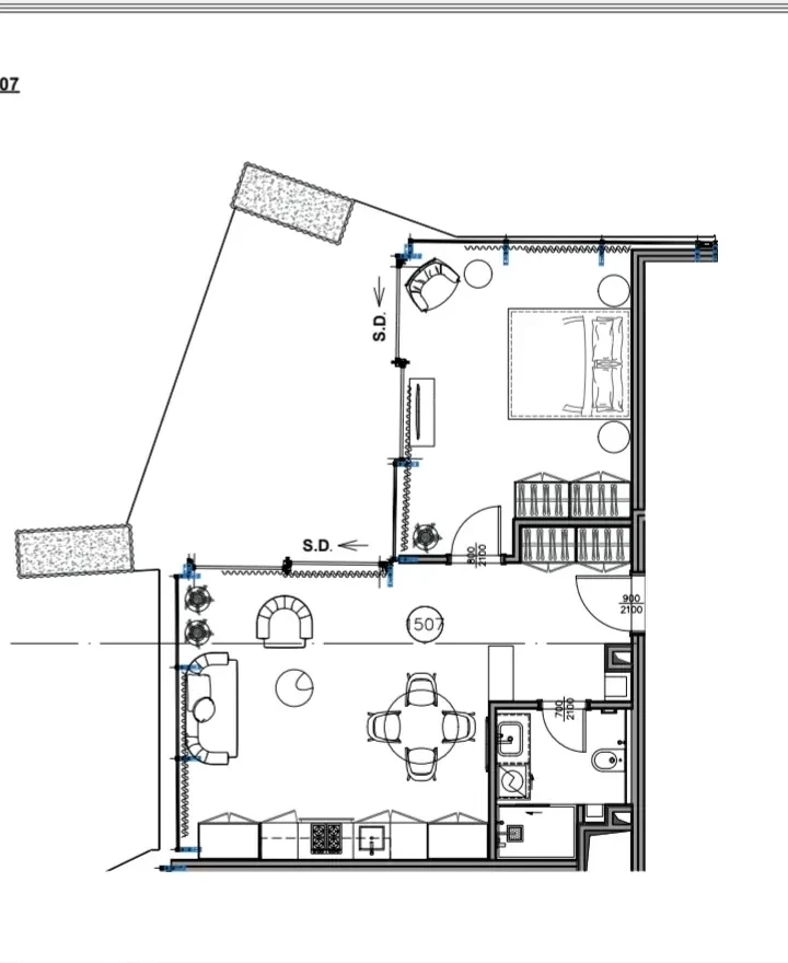 2-room apartment for sale on Tamarashvili Street, Vake, Tbilisi — floor plan of the apartment layout