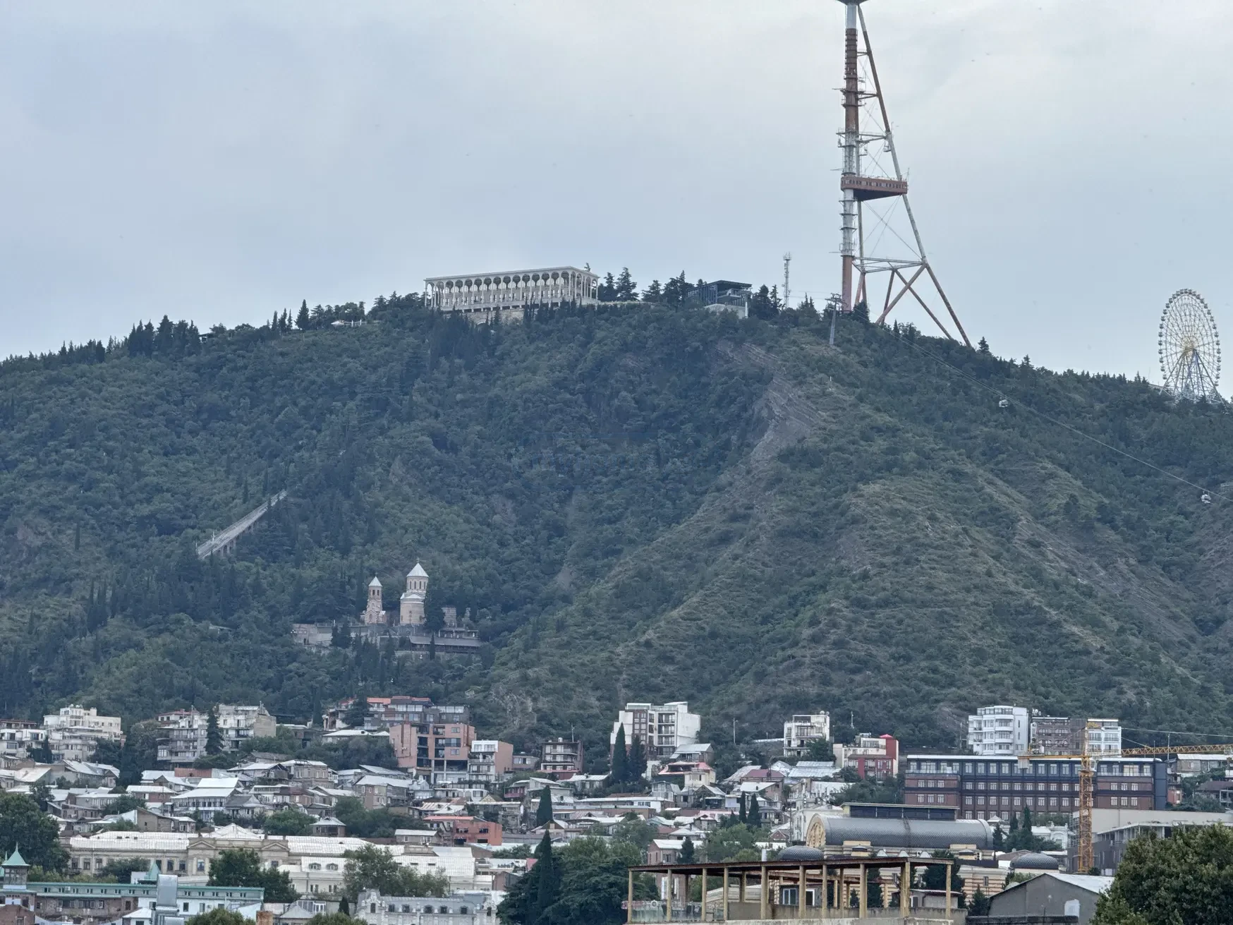 2-room apartment for sale on Tsinamdzghvrishvili Street, Chugureti, Tbilisi — view toward Mtatsminda hill and the TV tower