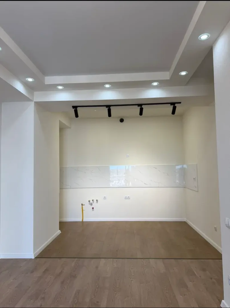 3-room apartment for sale on Shartava Street 43, Saburtalo, Tbilisi - kitchen area with connections run, ready for installation