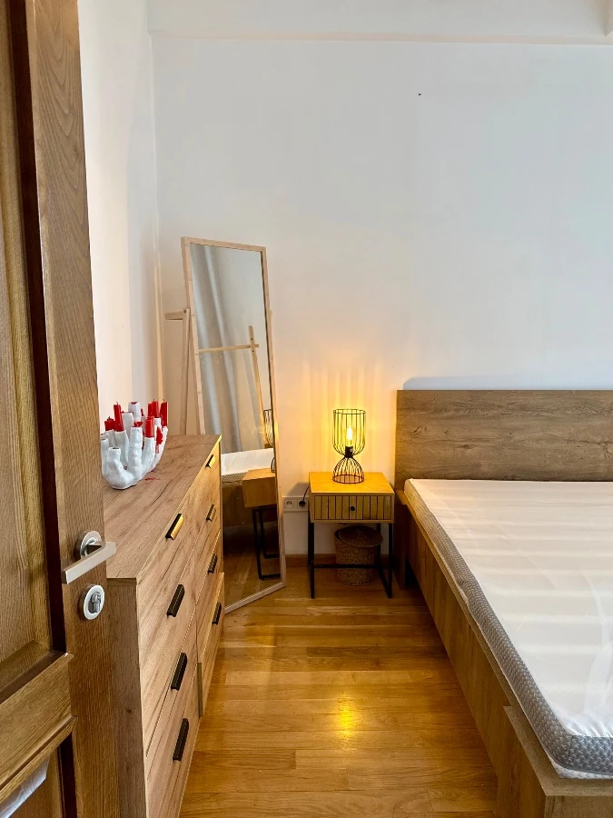 4-room apartment for sale on Marabda Street, Vake, Tbilisi — fourth room with a single bed and dressing area