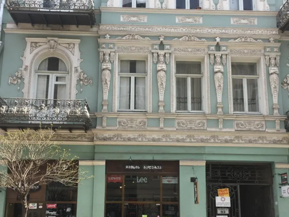 commercial space for rent on Aghmashenebeli Avenue, Chugureti, Tbilisi — historic Art Nouveau facade of the building on Aghmashenebeli Avenue