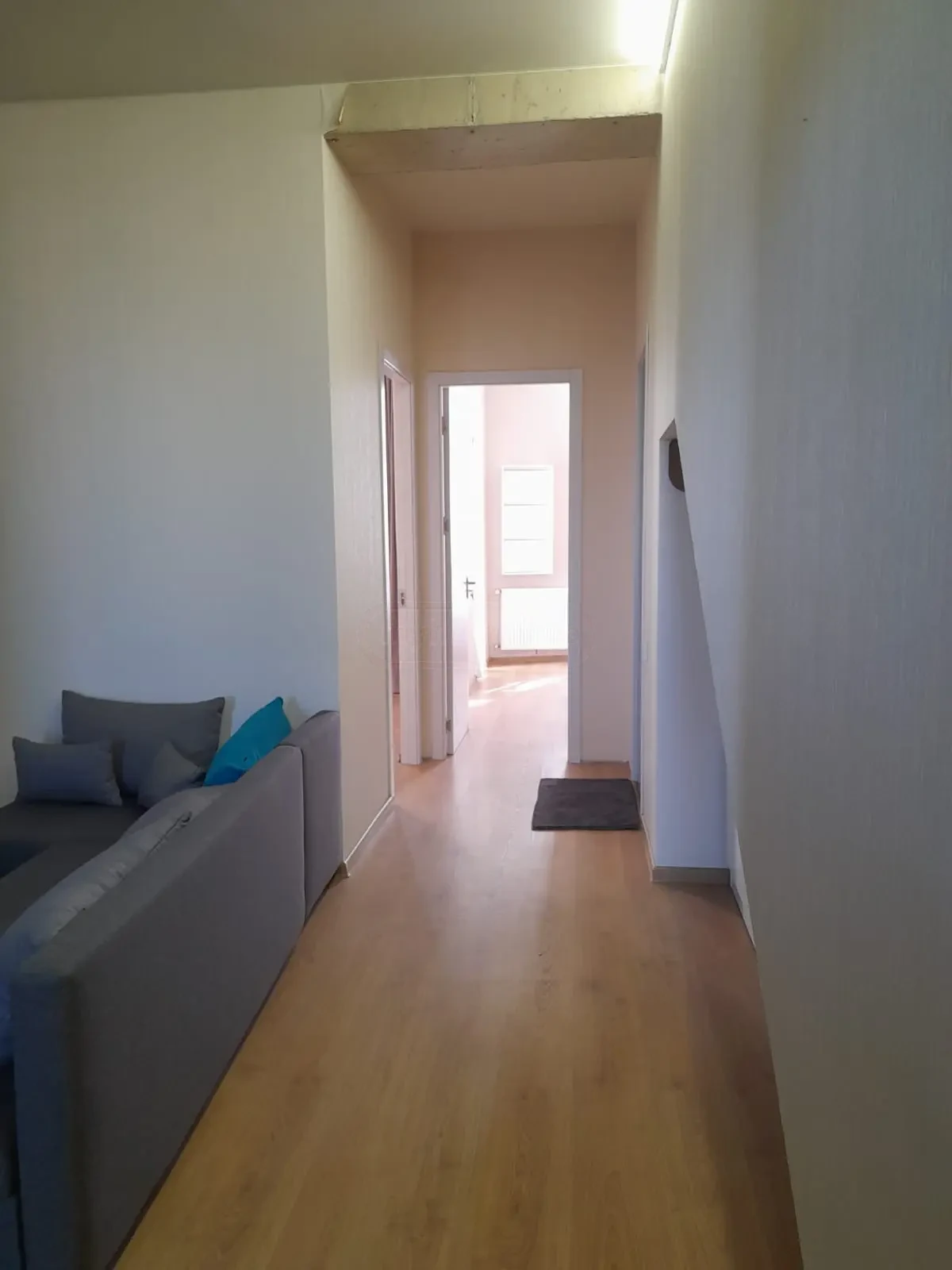 3-room apartment for rent on Tskneti Highway, Bagebi, Tbilisi — hallway and living area